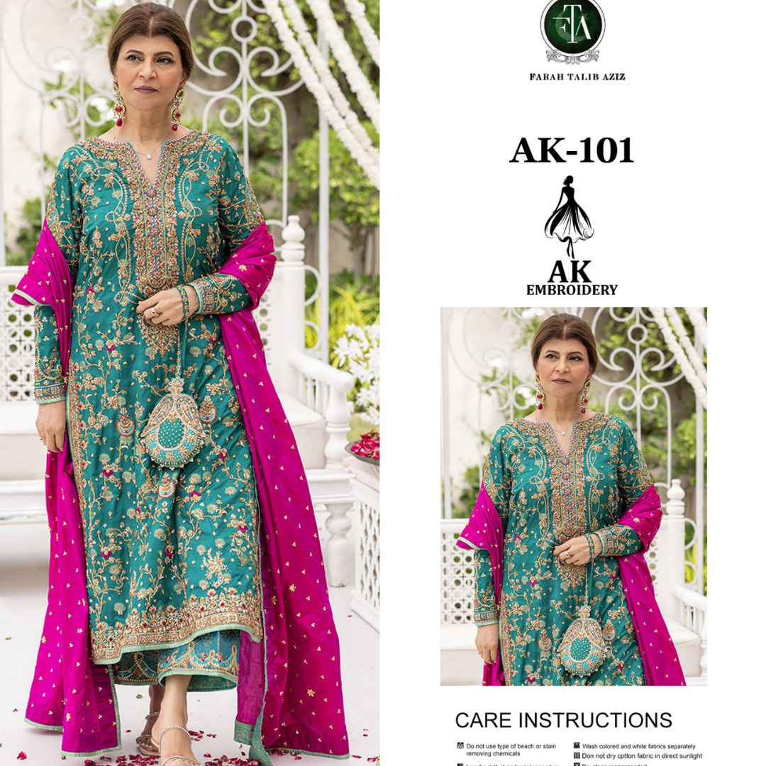 AK-101 Emerald Green Embroidered Ensemble