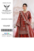 Akbar Aslam by Marhaba  Luxury Embroidered Organza Unstitched Suit – Rust Red