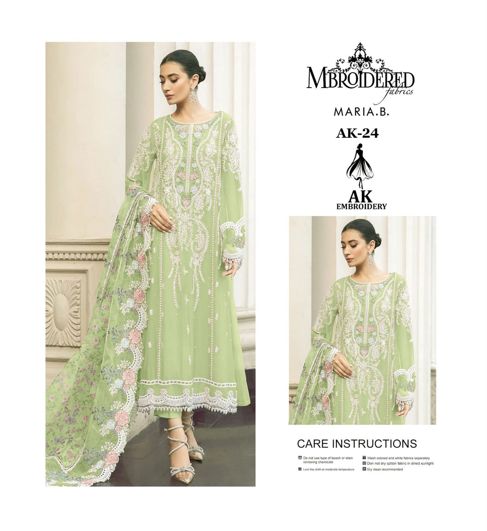 Mint Green Embroidered Chiffon Ensemble